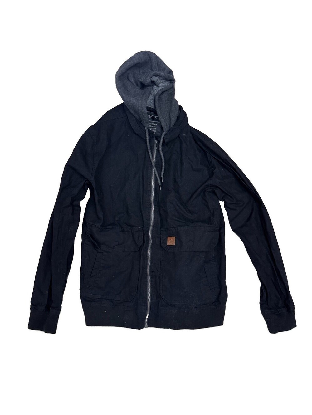 Matix Men’s M Black Hooded Utility Jacket Full Zip Cotton Skate Streetwear